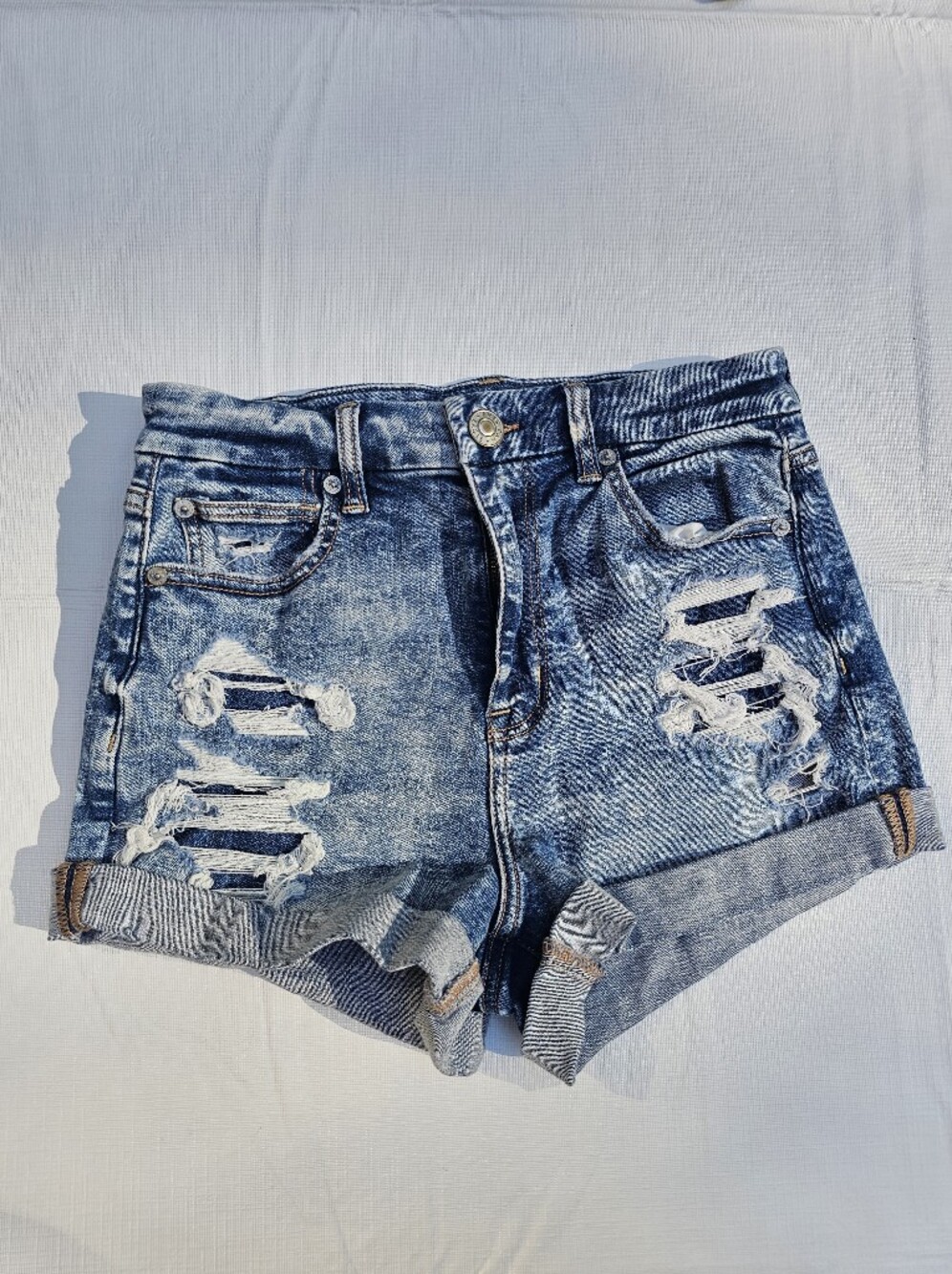 AEO Disressed Stone Wash Shorts 4